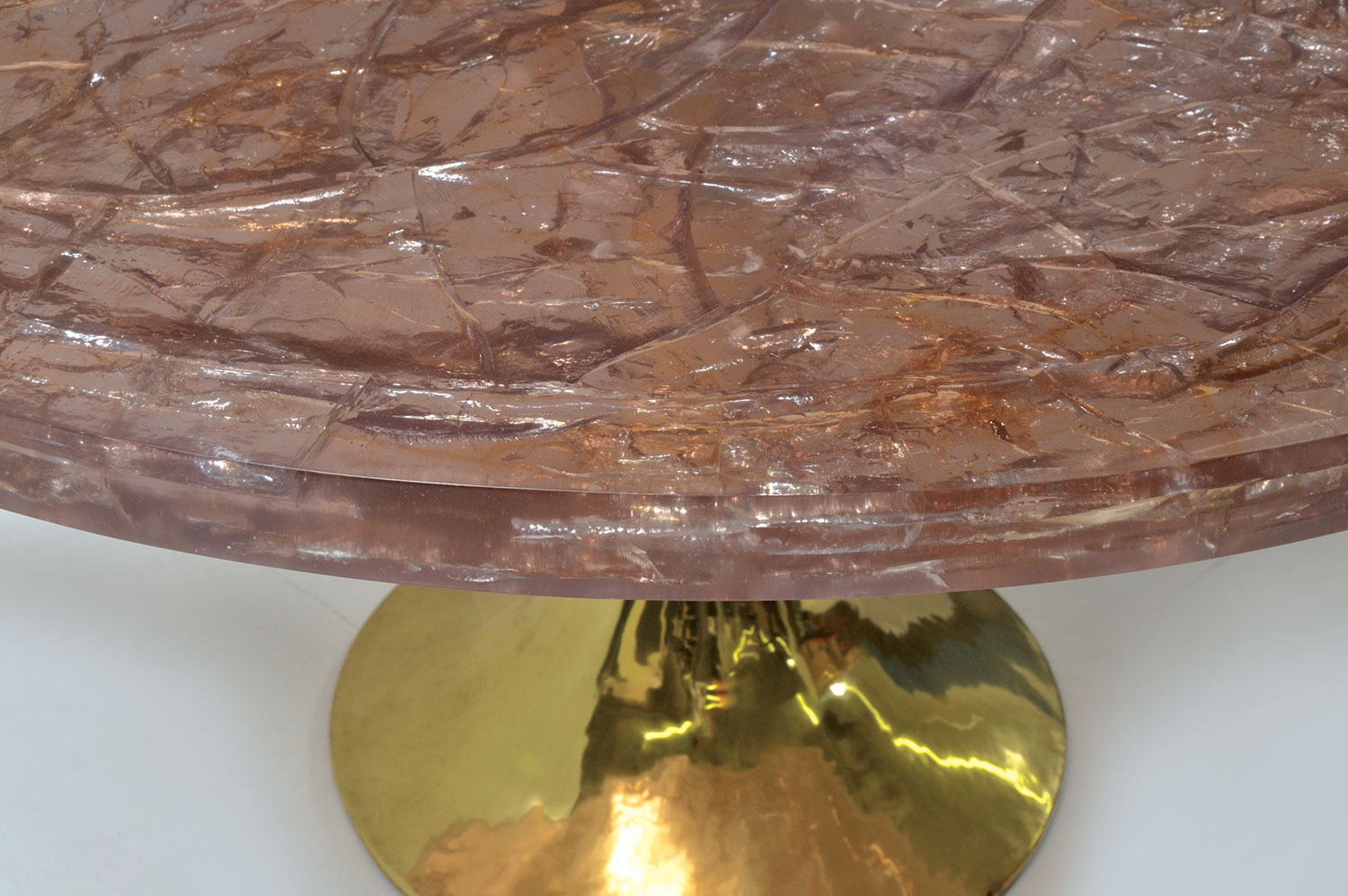 Tulip Table Fractured Resin & Brass