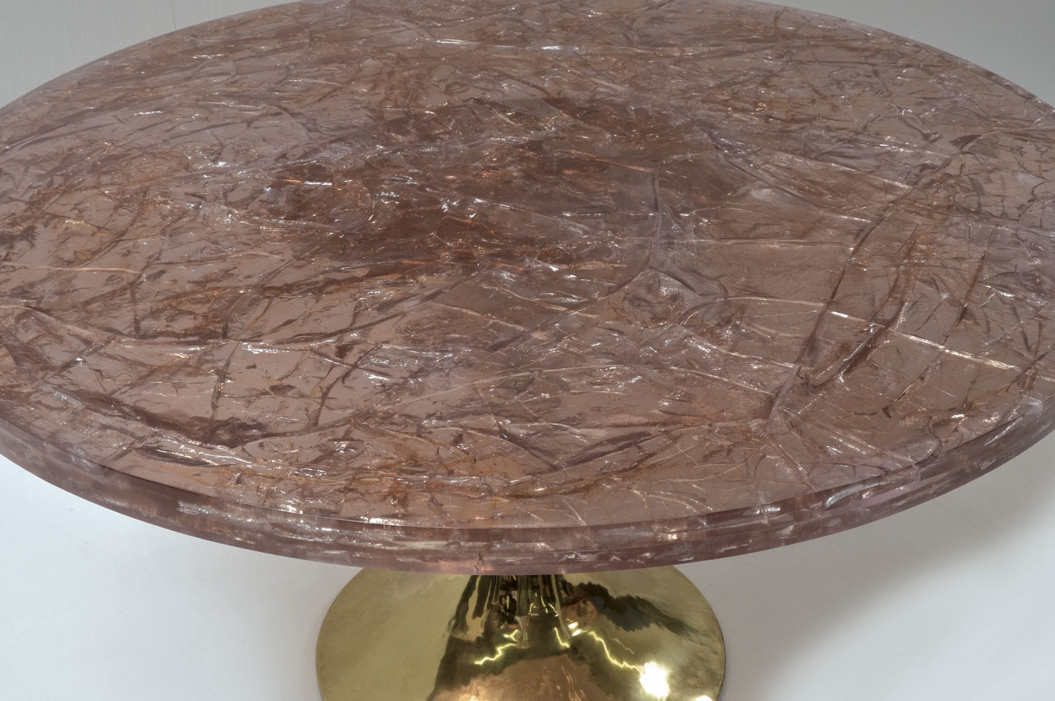 Tulip Table Fractured Resin & Brass